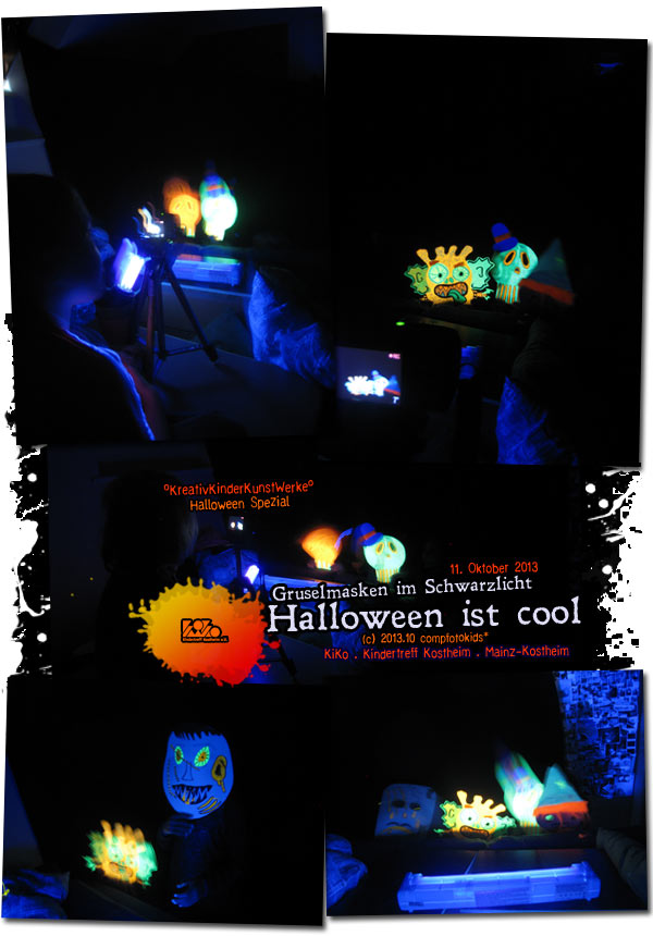 Halloween ist cool! . Gruselmasken im Schwarzlicht . Teil 1 