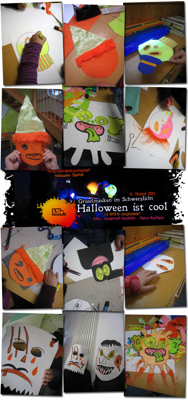 Halloween ist cool! . Gruselmasken im Schwarzlicht . Teil 1 
