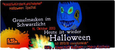 Heute ist wieder Halloween . Gruselmasken im Schwarzlicht . Teil 2 