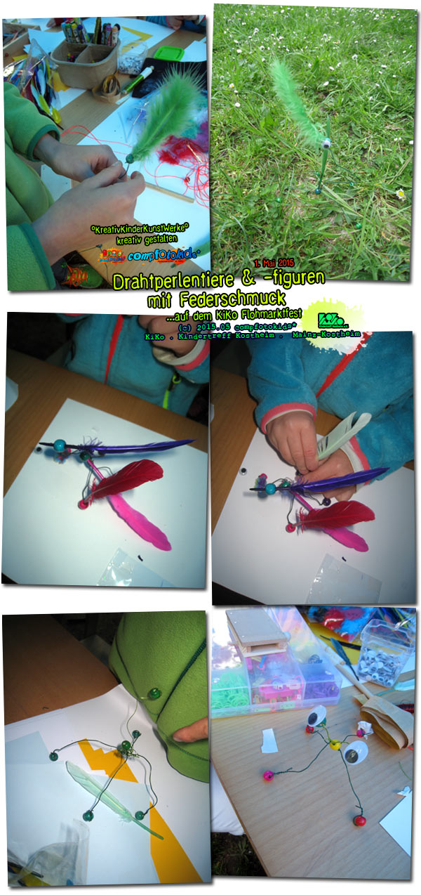 Drahtperlentiere & - figuren mit Federschmuck 