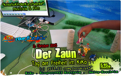 Der Zaun . Tag der Freiheit im KiKo . Woche der Freiheit in Wiesbaden . compfotokids* . 2. Oktober 2015 . Kreativ- und Medienwerkstatt im KiKo