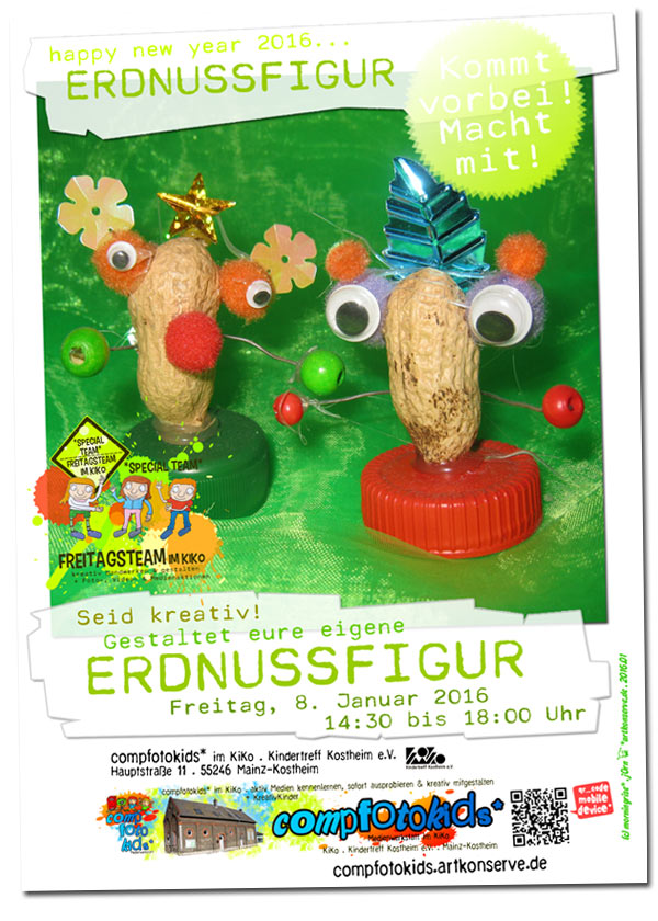 Seid kreativ! Gestaltet eure eigene ERDNUSSFIGUR . 8. Januar 2016 . compfotokids* im KiKo