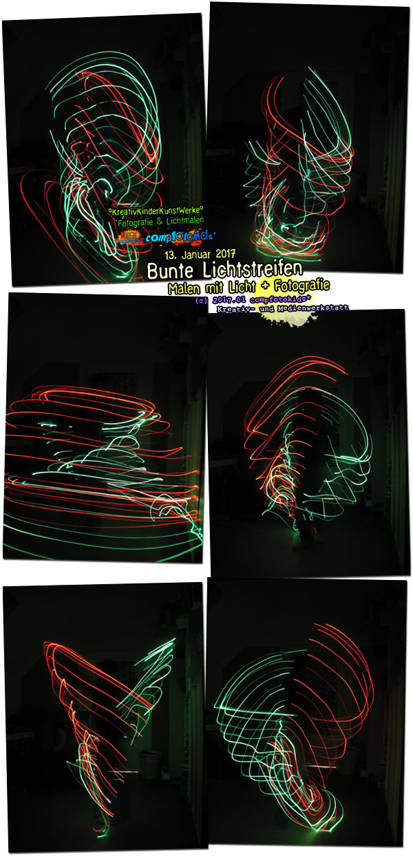 Bunte Lichtstreifen . Malen mit Licht + Fotografie . 13. Januar 2017 . compfotokids*
