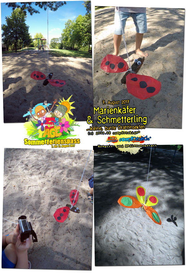 Marienkäfer & Schmetterling . ...kleine, bunte Drahtinsekten . 7. August 2017 . compfotokids*