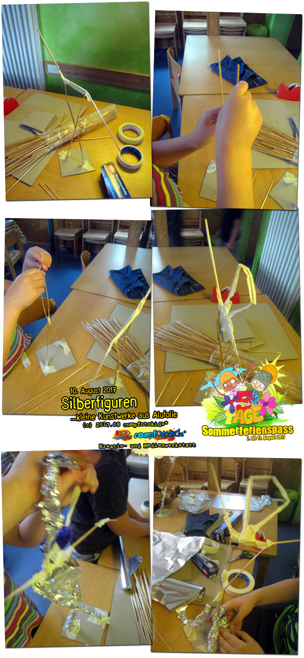 Silberfiguren . ...kleine Kunstwerke aus Alufolie . 10. August 2017 . compfotokids*